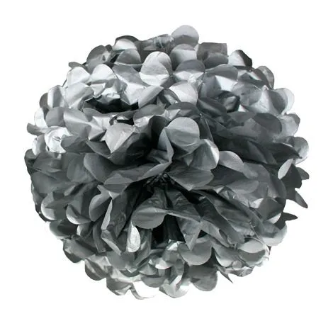 Бумажный помпон Серебро, 30 см
