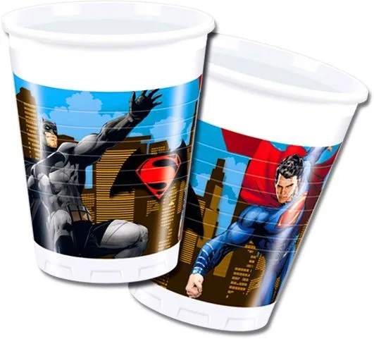 Стаканы пластиковые 200 мл "Бэтмен против супермена" / набор 8 шт. /