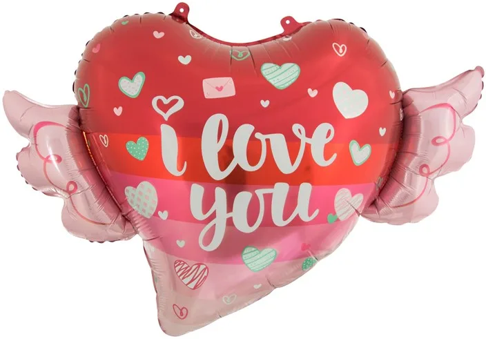 F 34''/86 см Сердце, Крылья Любви, 1 шт. (Китай)