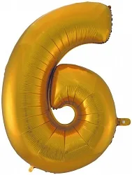 F 40"/102см Цифра "6"золото/ 1 шт / (Китай)