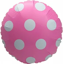 F 18"/46см Круг Большие Точки, Розовый/ 1 шт/ (Китай)