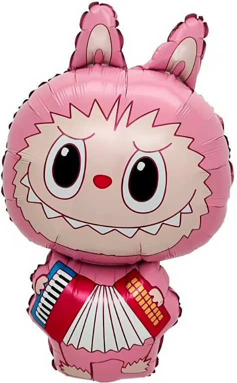 F 17"/43см Плюшевый эльф с гармошкой, Розовый, 1 шт.(Китай)