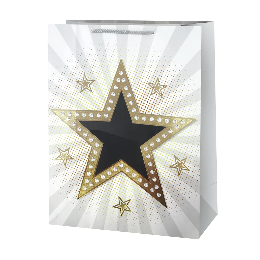 Пакет подарочный, Звездный час, Дизайн №1, Металлик, 32*26*10 см, 1 шт.