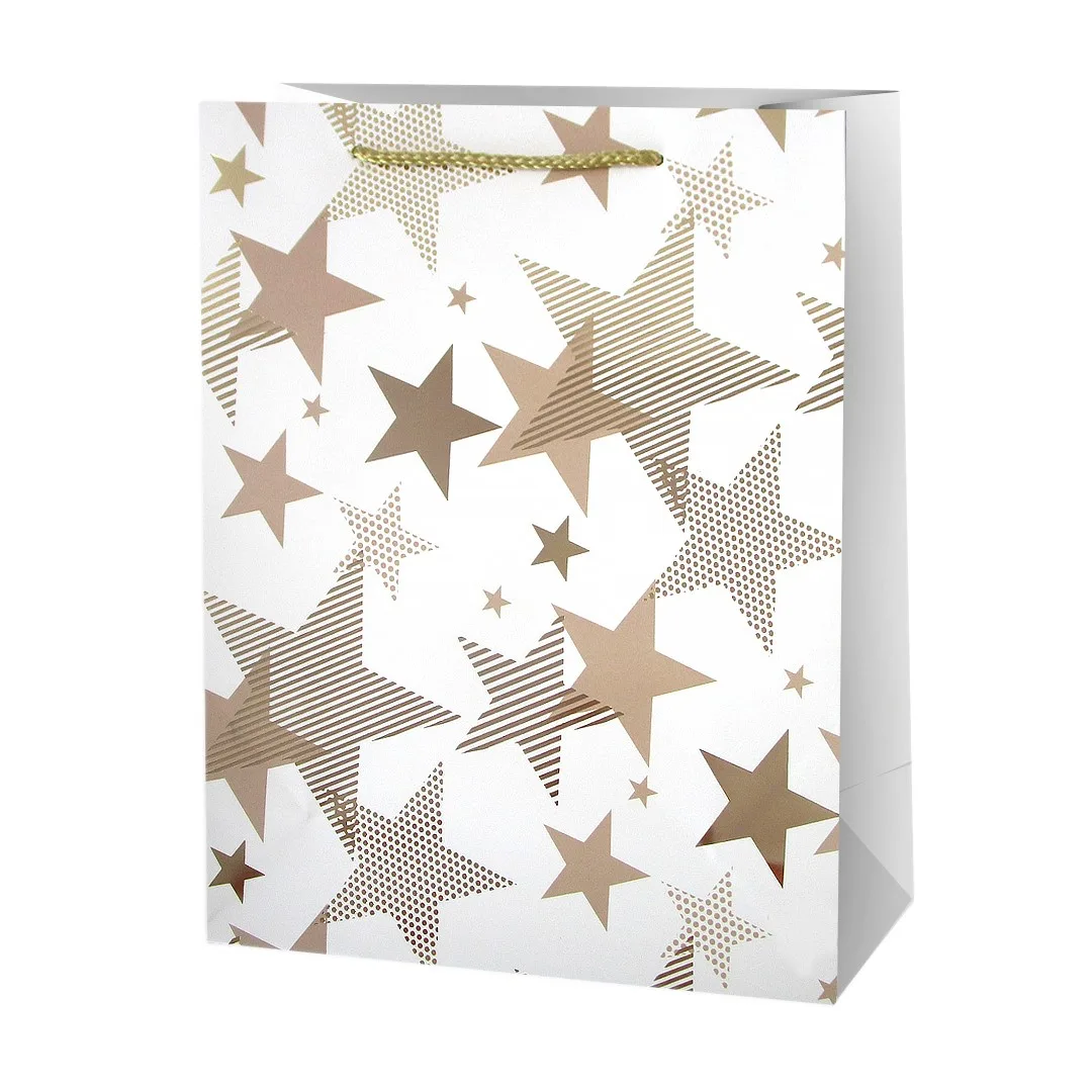 Пакет подарочный, Мириады звезд, Белый, Металлик, 32*26*10 см, 1 шт.