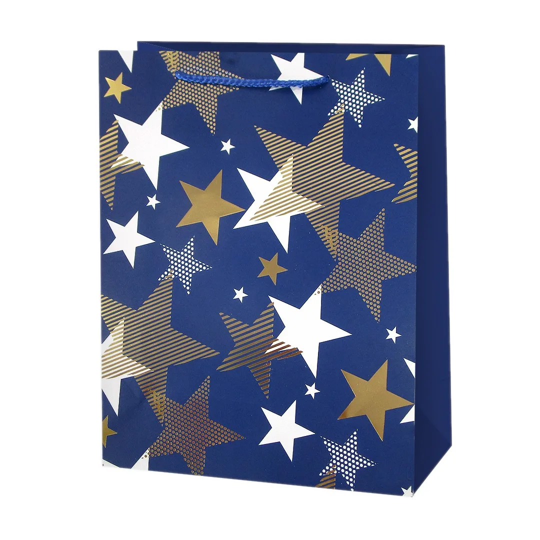 Пакет подарочный, Мириады звезд, Синий, Металлик, 32*26*10 см, 1 шт.