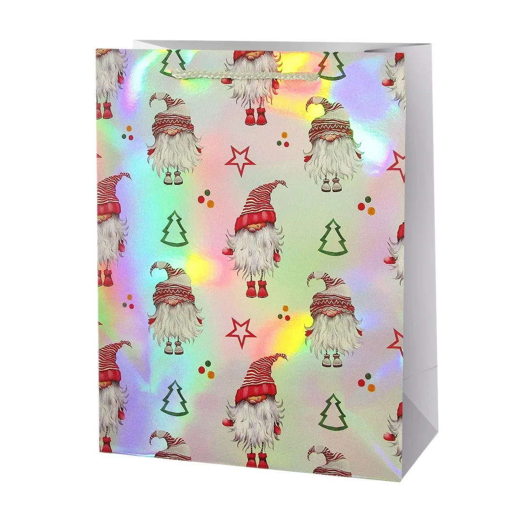 Пакет подарочный, Новогодние гномики, Голография, 42*31*12 см, 1 шт.