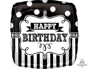 А 18"/46см Квадрат, Горох Полосы черн-бел СДР/1 шт./(США)