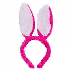 Ободок  "Пушистый зайка" розовый