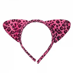 Ободок с ушками "Леопард", розовый