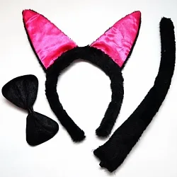 Набор (ушки,бантик,хвостик) "Кот", черный