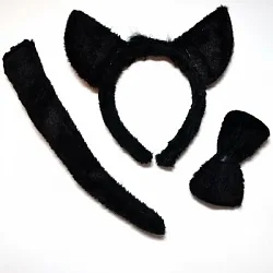 Набор (ушки,бантик,хвостик) "Кошка", черный