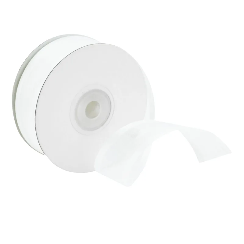 Лента Полосы Атлас и органза Белый 2,5 см * 22,85 м