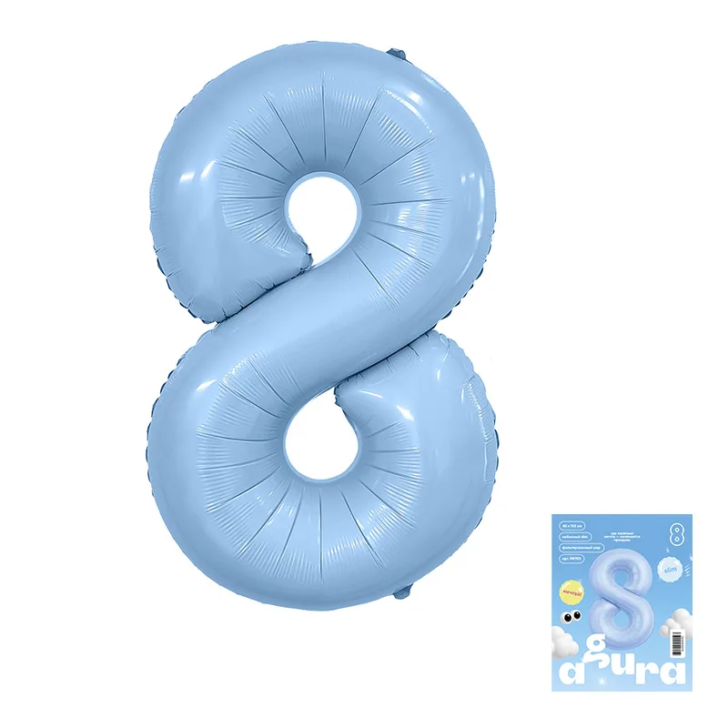 Р 40"/102см Цифра, 8 Slim, Небесный, 1 шт. в уп.(Россия)