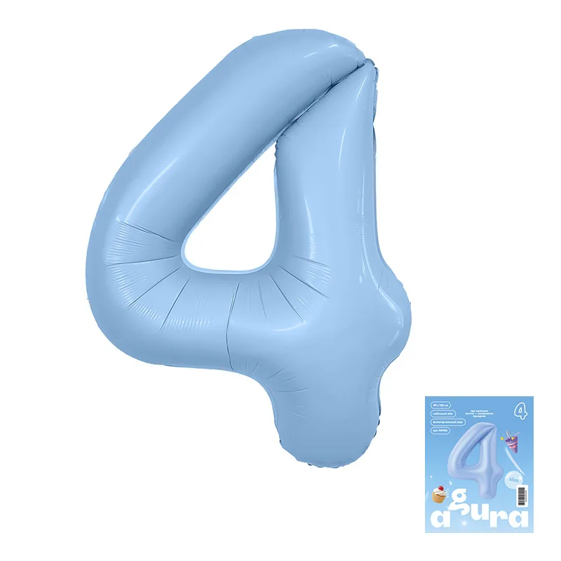 Р 40"/102см Цифра, 4 Slim, Небесный, 1 шт. в уп.(Россия)