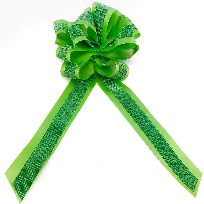 Бант-шар PP С глиттером 45 мм "Комбо" зеленый d 16см / 10 шт. / (Китай)