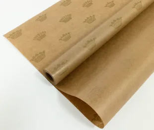 Упаковочная бумага, Крафт 40гр (0,7*10 м) Короны, Золото, 1 шт.