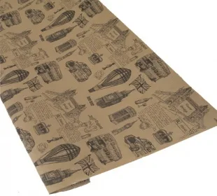 Упаковочная бумага, Крафт (0,7*10 м) Английский стиль, Черный, 1 шт.