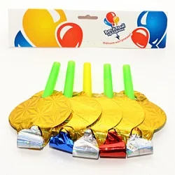 Язычек-гудок с карт гологр Золото 12см (5шт)