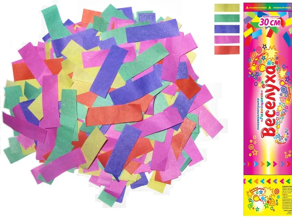 Пневмохлопушка 60см.  Разноцвет Веселуха  /1 шт. / (Китай)