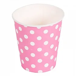 Стаканчики, Розовые точки, 180мл., 6 шт.