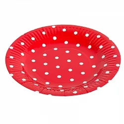 Тарелка Красные точки, 7", 6 шт.