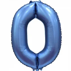 F 34"/86см Цифра "0" , Синий, Сатин, в упаковке, 1 шт. (Китай)
