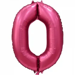F 34"/86см Цифра "0" , Бордовый, Сатин, в упаковке, 1 шт. (Китай)