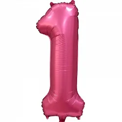 F 34"/86см Цифра "1" , Бордовый, Сатин, в упаковке, 1 шт. (Китай)