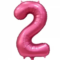 F 34"/86см Цифра "2" , Бордовый, Сатин, в упаковке, 1 шт. (Китай)