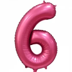 F 34"/86см Цифра "6" , Бордовый, Сатин, в упаковке, 1 шт. (Китай)