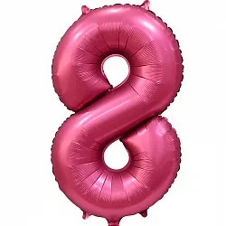 F 34"/86см Цифра "8" , Бордовый, Сатин, в упаковке, 1 шт. (Китай)