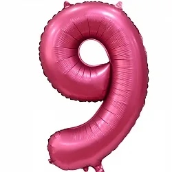 F 34"/86см Цифра "9" , Бордовый, Сатин, в упаковке, 1 шт. (Китай)