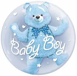 F 24"/60см Круг, Медвежонок (мальчик), Прозрачный, 1 шт. (Китай)