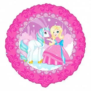 И 18"/46см Круг Принцесса Мия и единорог /1 шт./(Испания)