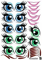Наклейки "Глаза. Рты №5 6 компл. на листе