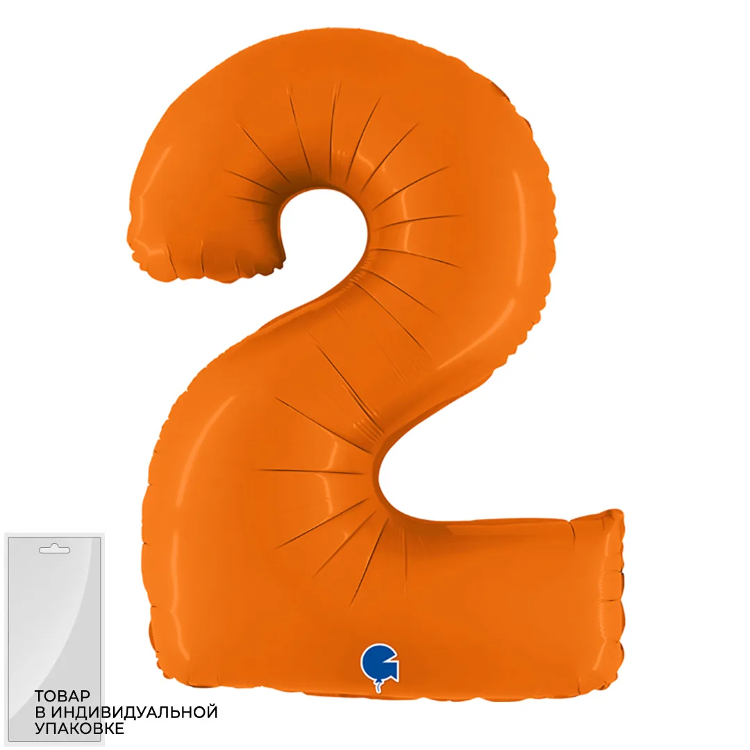 G 40"/102см Цифра, 2, Оранжевый, Сатин, в упак. 1 шт. (Италия)