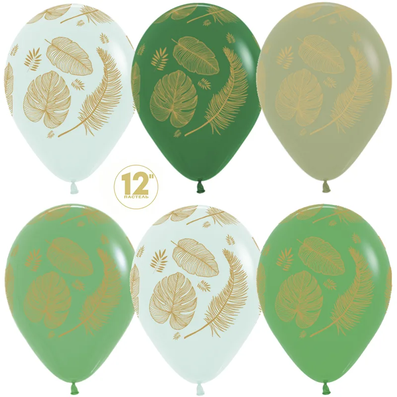 S 12"/30см.Золотые листья, Ассорти, пастель, 5 ст, 25 шт../(Колумбия)