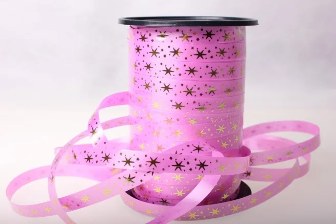 Лента Звезды бобина 1 см / 100 ярд Ярко-розовый (Россия)