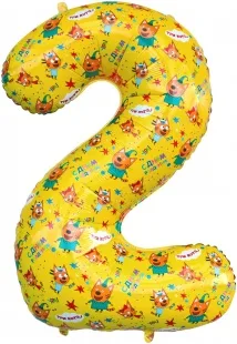 F 34"/86см Цифра, 2 Три Кота, Желтый, 1 шт. в упак.  (Китай)