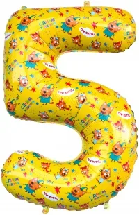 F 34"/86см Цифра, 5 Три Кота, Желтый, 1 шт. в упак.  (Китай)