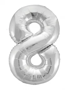 Р 40"/102см Цифра "8" Slim, Серебро / 1 шт / (Россия)