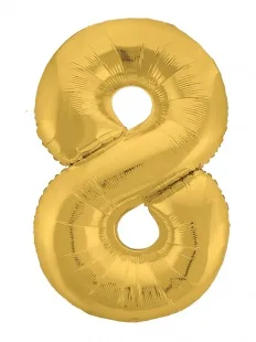 Р 40"/102см Цифра "8" Slim, Золото / 1 шт / (Россия)