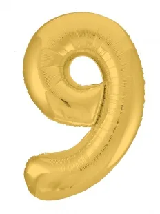 Р 40"/102см Цифра "9" Slim, Золото / 1 шт / (Россия)