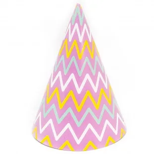 Колпаки С Днем Рождения! (стильные зигзаги), 6 шт.