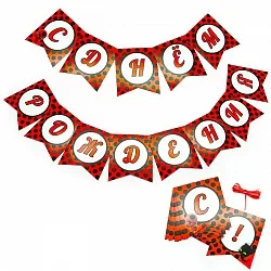 Гирлянда Флажки "С Днем Рождения!" божья коровка, красный, 200 см.