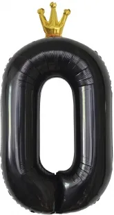 F 40"/102 см Цифра, 0 Золотая корона, Черный, 1 шт. в упак.  /(Китай)