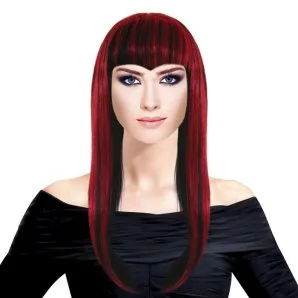 Парик "Длинные волосы Микс" Черно-красный, 1 шт.(Китай)