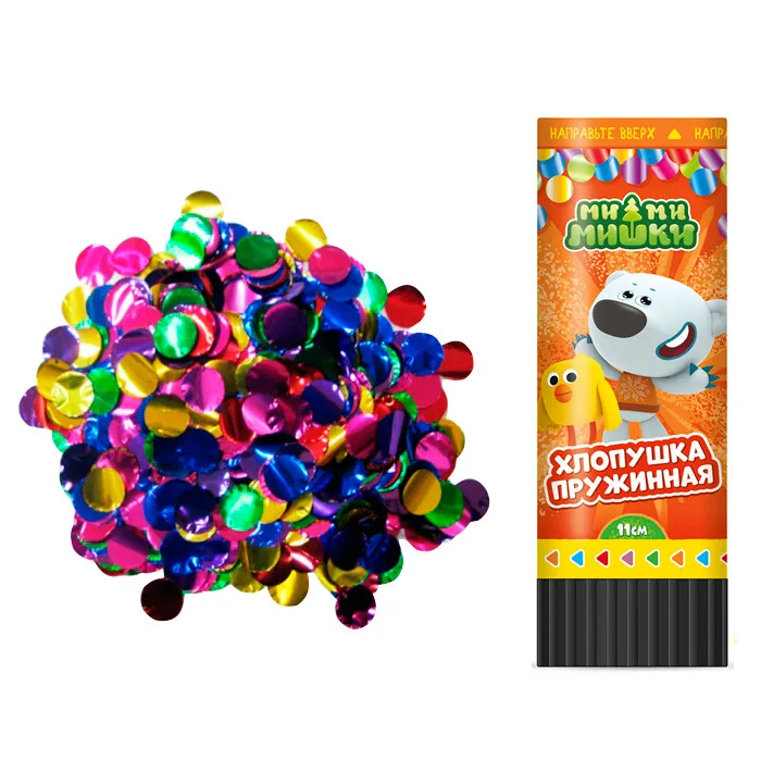Хлопушка пружинная "Ми-Ми-Мишки" Блеск мини конфетти 11 см./ 1 шт./(Китай)