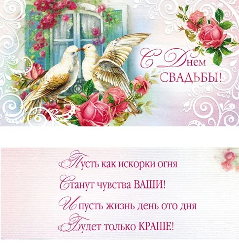 OPTIMA Конверт для денег "С Днем свадьбы!" Голуби