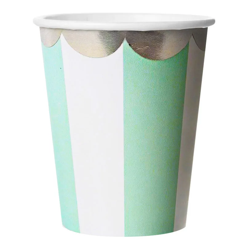 Стаканы (180 мл) Серебряная кайма, Тиффани/Белый, 6 шт.